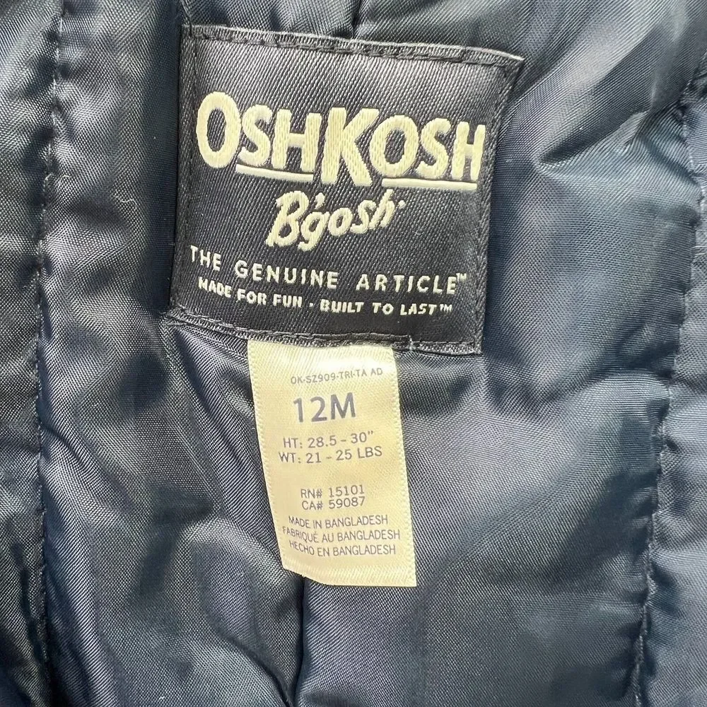 OshKosh B'Gosh Boys' 2-Piece Ski Jacket & Snow Bib Snowsuit 12M ( 21-25 Lb) Blue